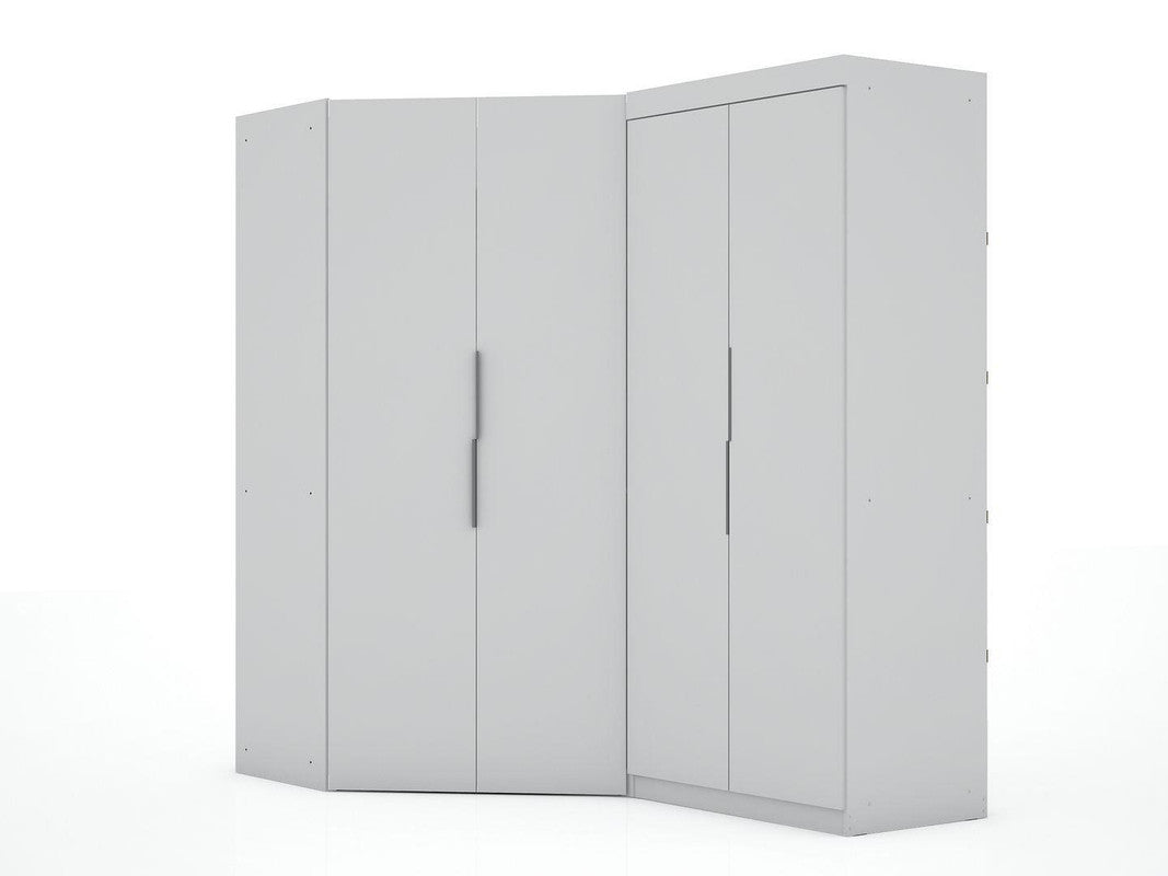 Oulu 2-Piece Modular Corner Wardrobe - White