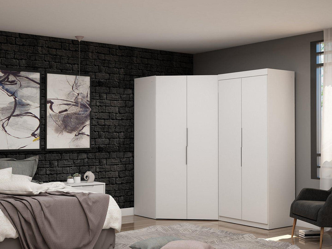 Oulu 2-Piece Modular Corner Wardrobe - White