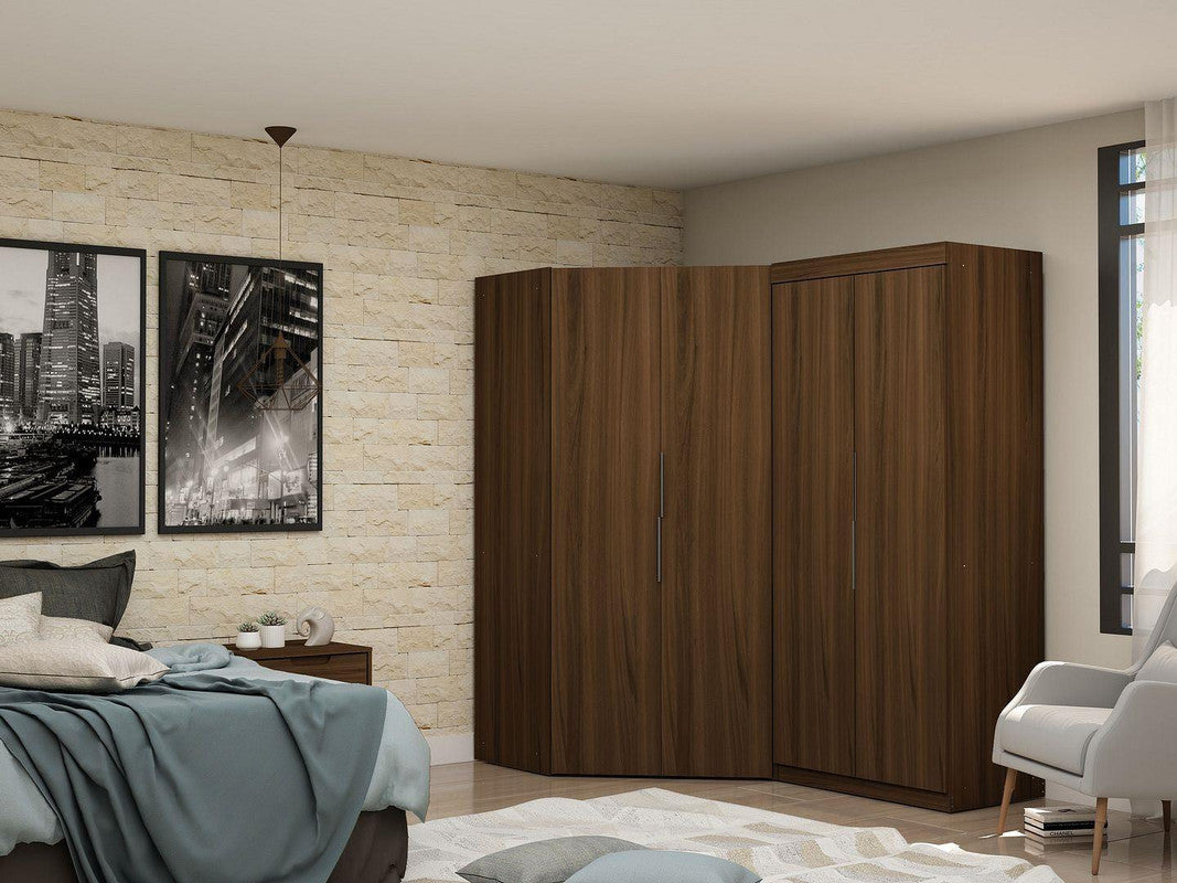 Oulu 2-Piece Modular Corner Wardrobe - Brown