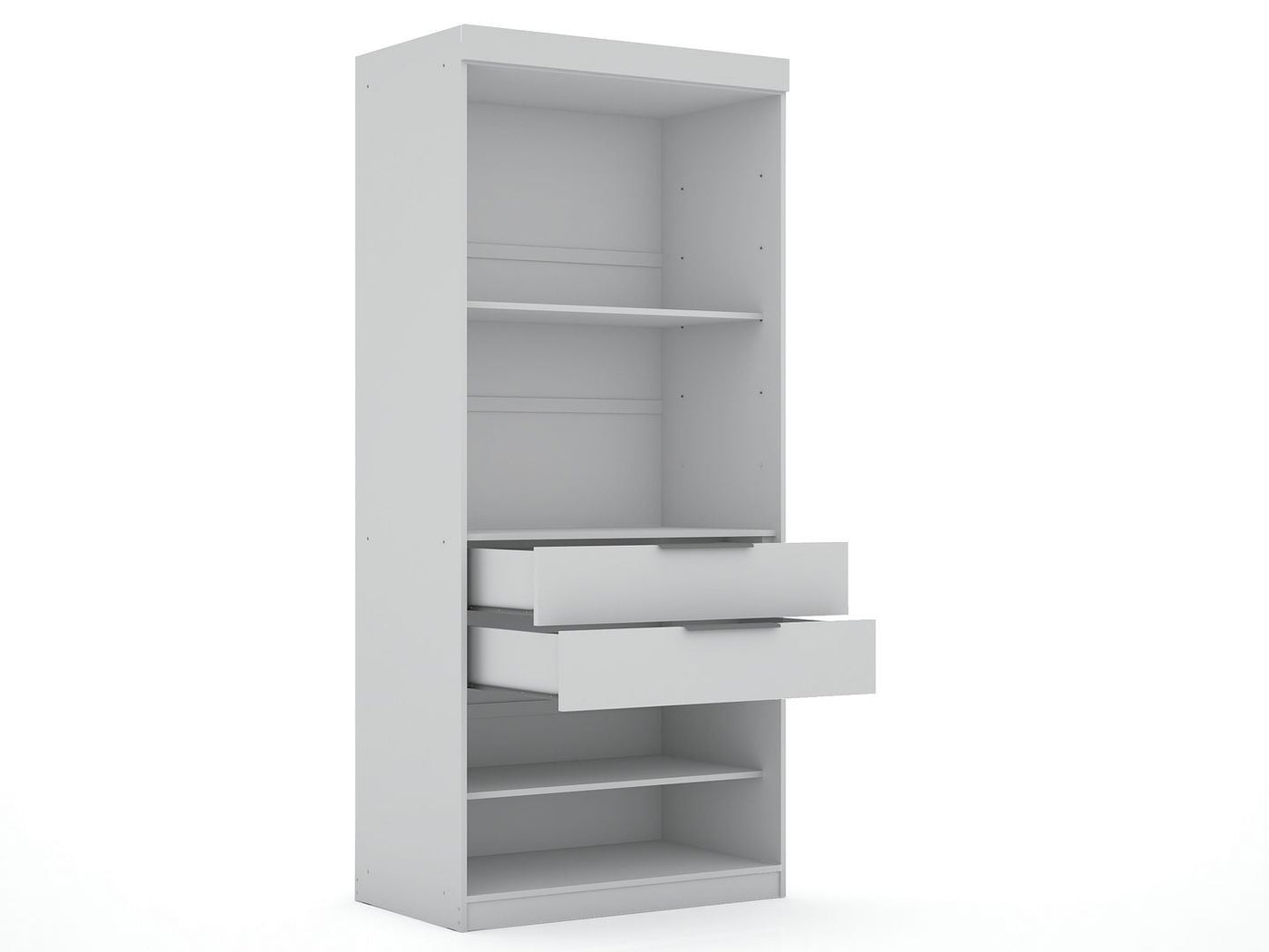 Oulu Semi-Open 3-Piece Modular Corner Wardrobe - White