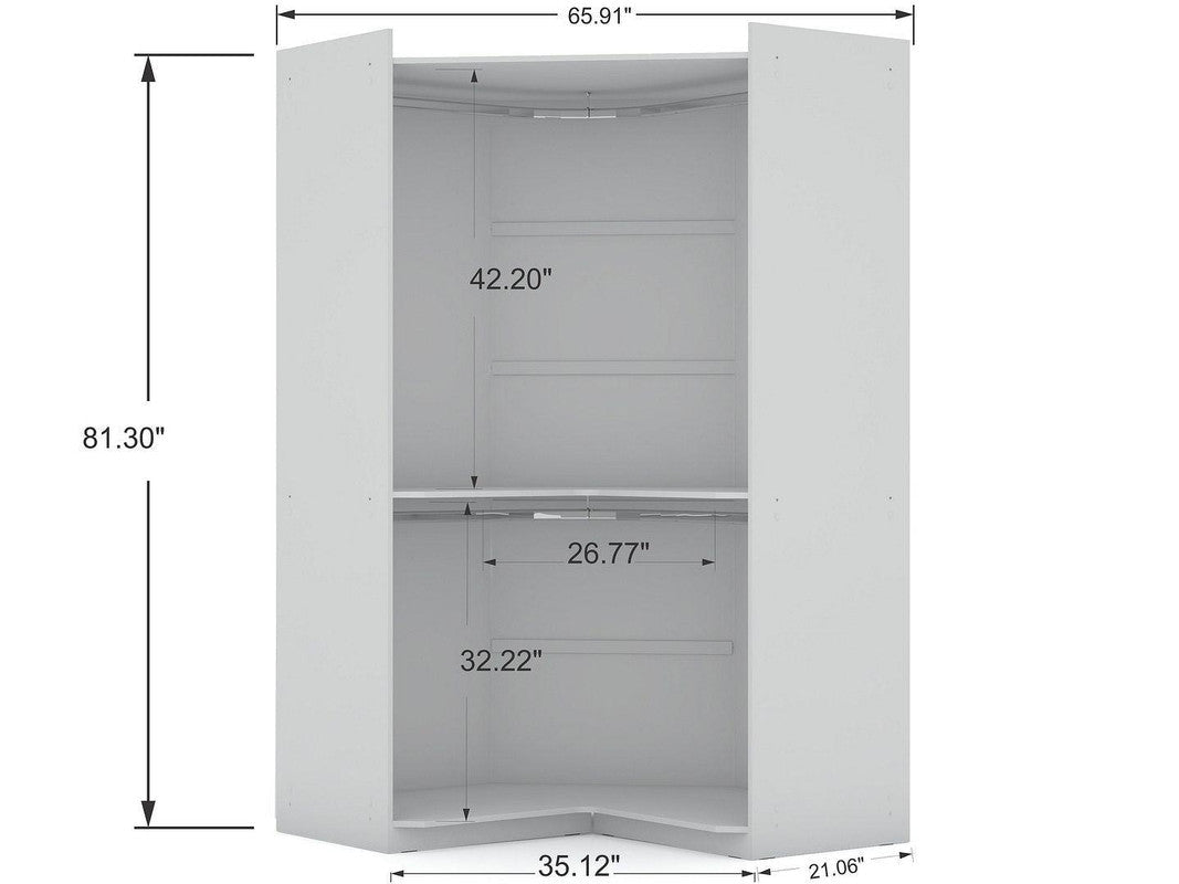 Oulu 3-Piece Modular Corner Wardrobe - White