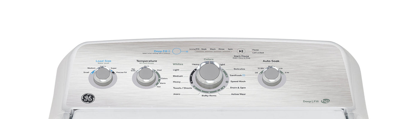 GE White Top-Load Washer (4.9 Cu. Ft.) & GE White Gas Dryer with SaniFresh Cycle (7.2 Cu. Ft.) - GTW451BMRWS/GTD45GBMRWS
