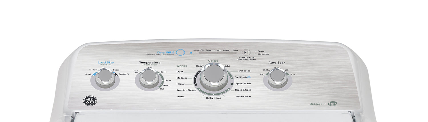GE White Top-Load Washer (4.9 Cu. Ft.) & GE White Gas Dryer with SaniFresh Cycle (7.2 Cu. Ft.) - GTW451BMRWS/GTD45GBMRWS