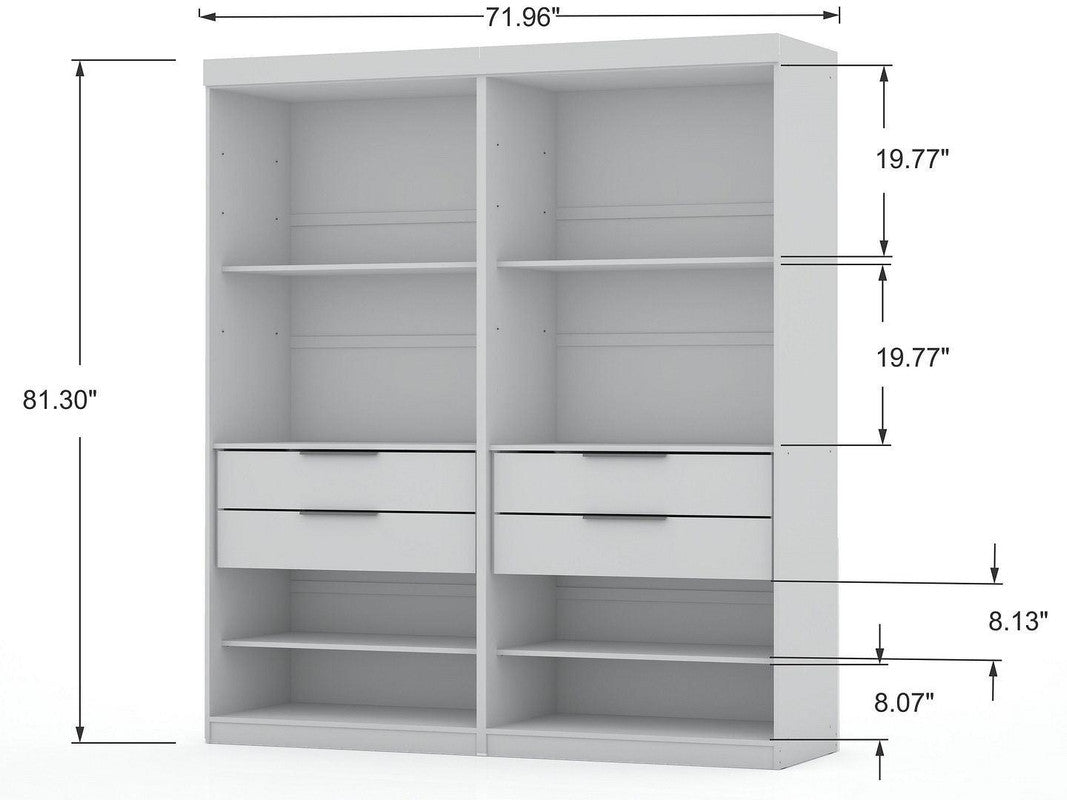 Oulu 2-Piece Modular Wardrobe - White