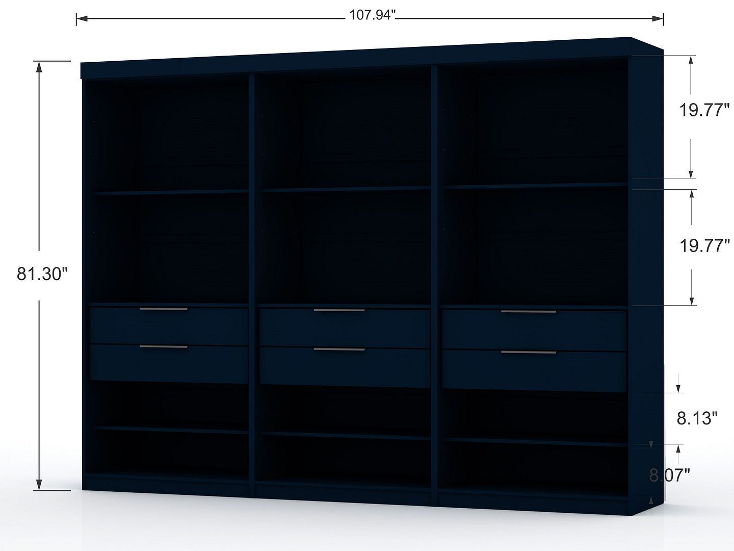 Oulu 3-Piece Modular Wardrobe - Midnight Blue