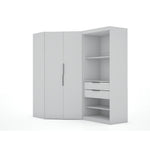 Oulu Semi-Open 2-Piece Modular Corner Wardrobe - White
