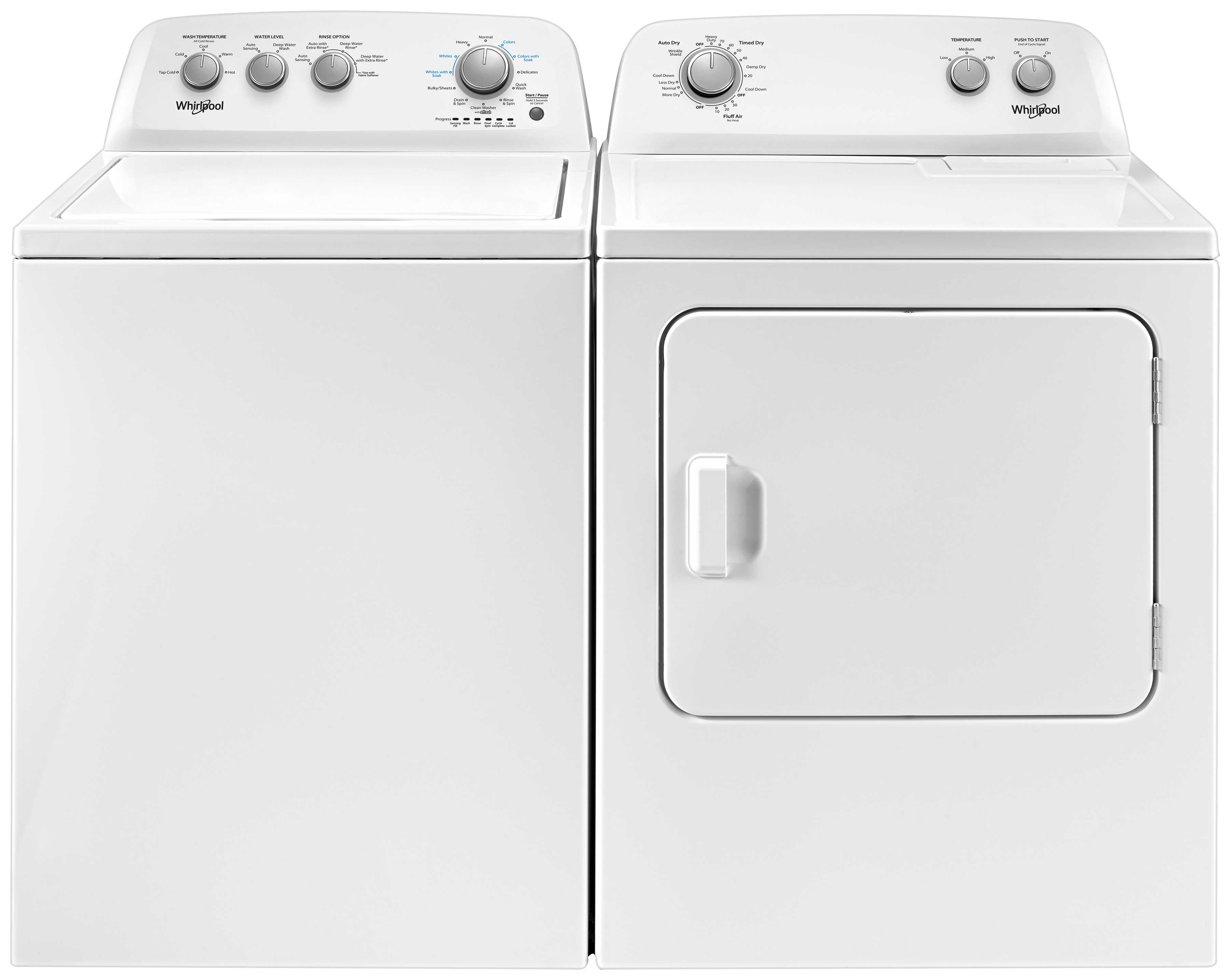 Whirlpool White Top-Load Washer (4.4 cu. ft.) & Electric Dryer (7.0 cu. ft.) - WTW4855HW/YWED4850HW