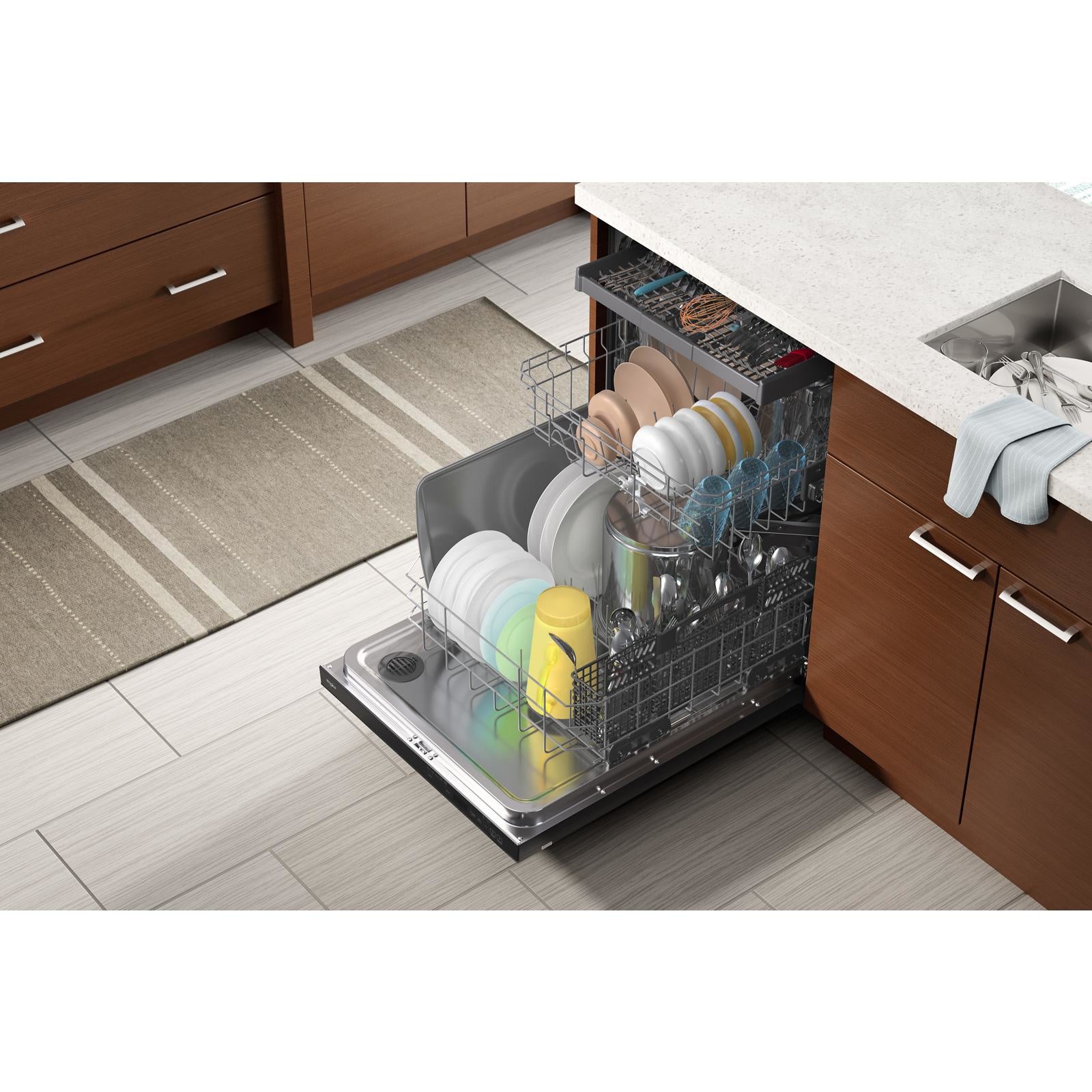 Whirlpool 24" Black Dishwasher with 3rd Rack (47 dBA) - WDTA50SAKB
