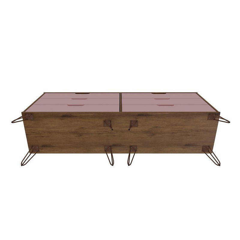 Nuuk 6-Drawer Double Dresser - Nature/Rose Pink
