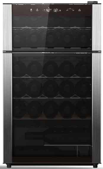 GE Stainless Steel 29-Bottle Dual Zone Wine Cooler - PXR03FLMFSC