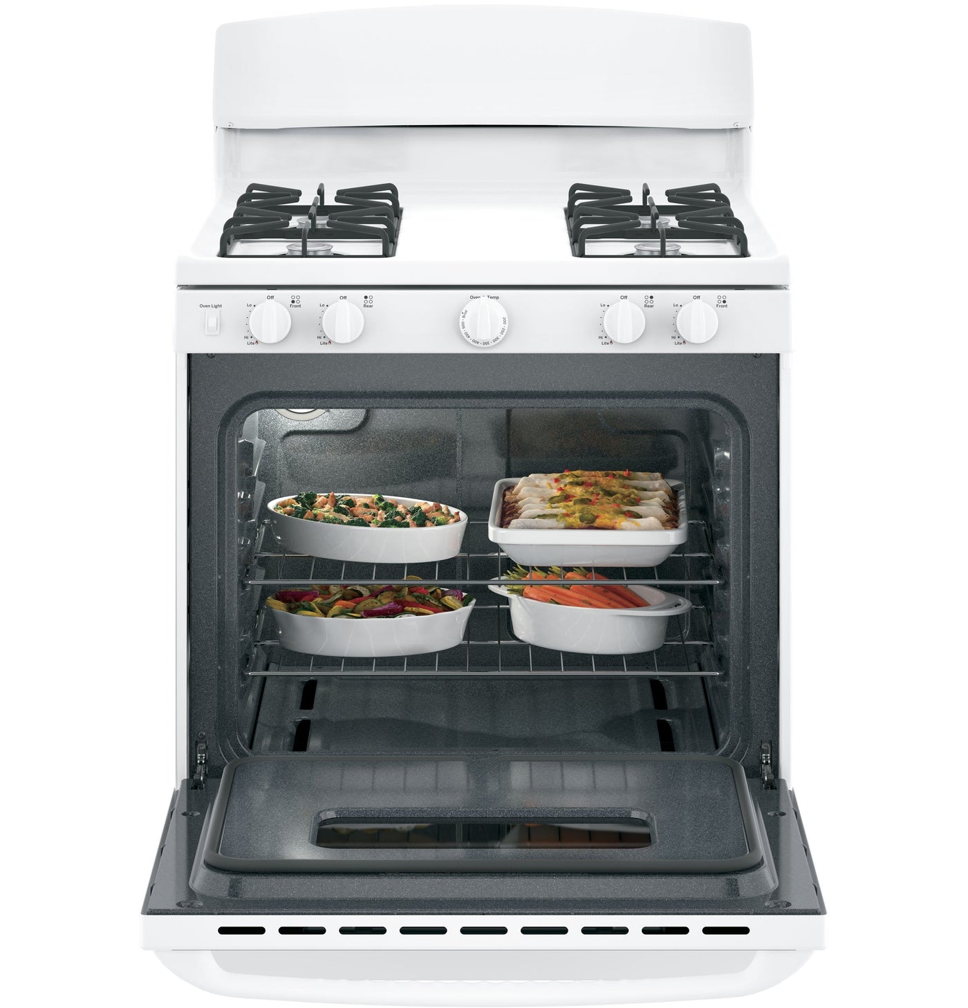 GE White Freestanding Gas Range (4.8 Cu. Ft.) - JCGBS10DEMWW