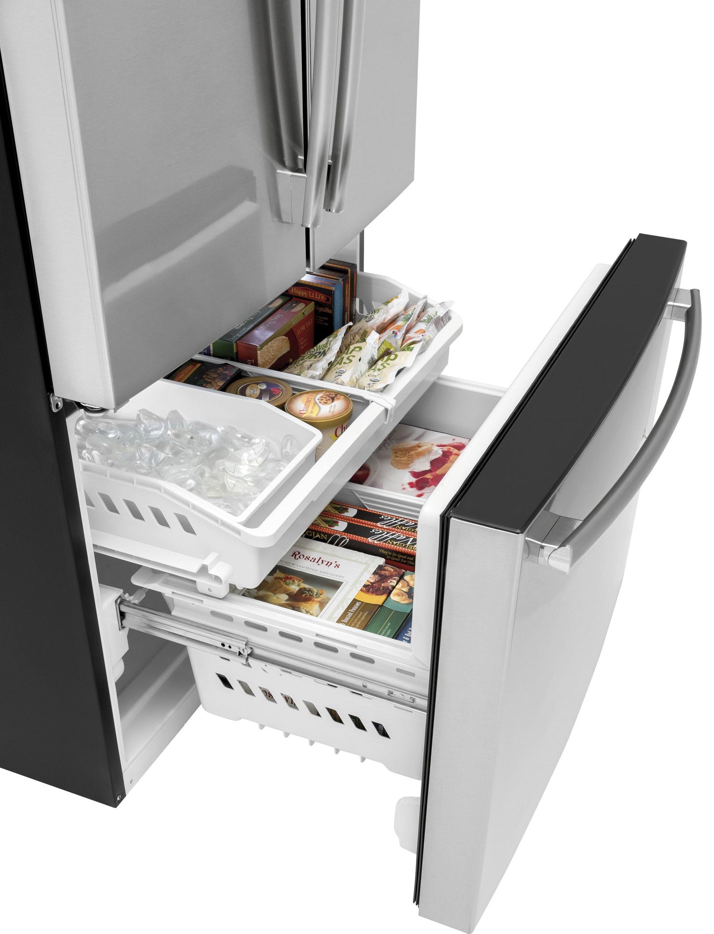 GE Fingerprint Resistant Stainlees Steel French-Door Refrigerator (26.7 Cu. Ft.) - GNE27JYMFS