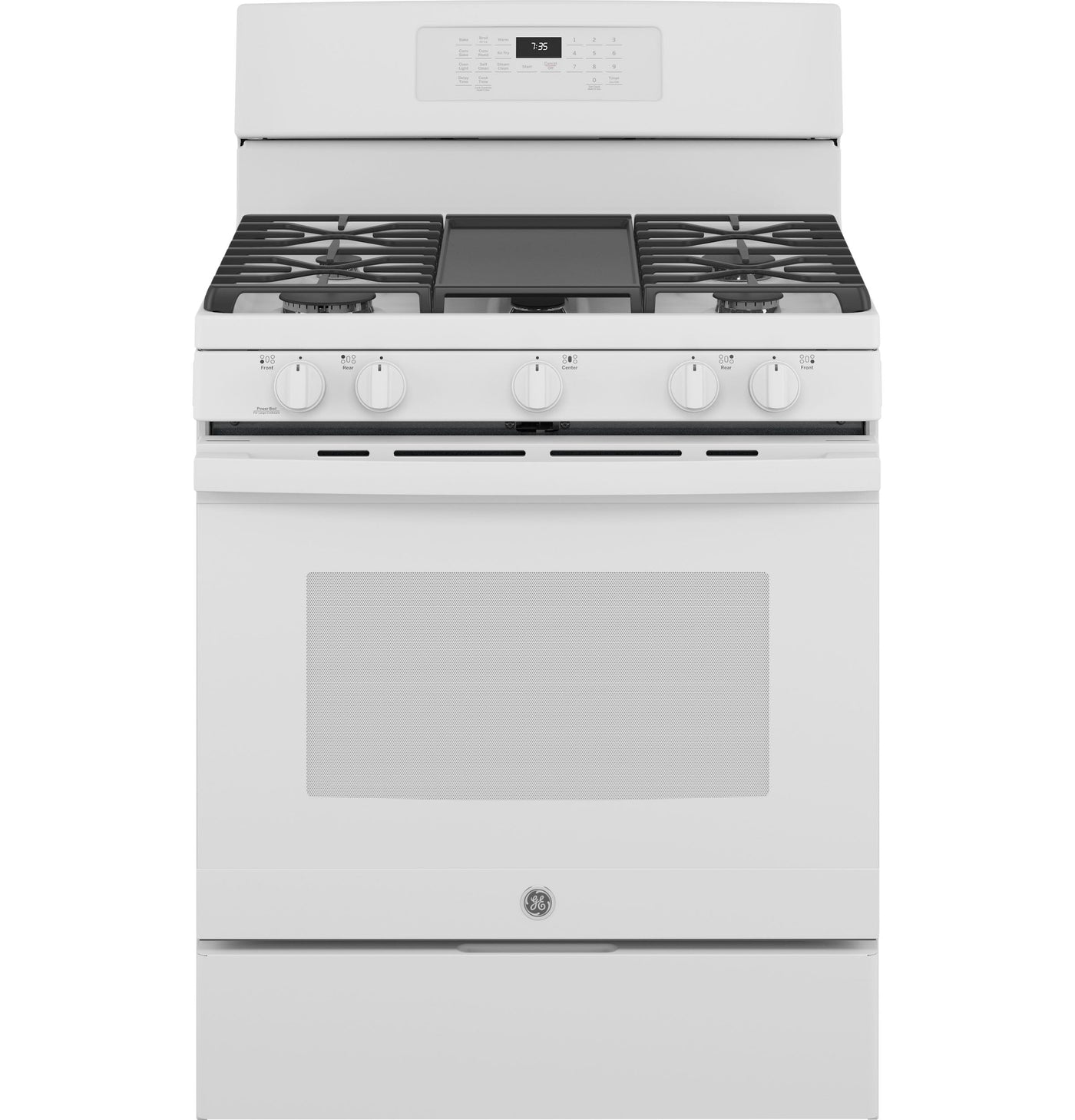 GE White 30" Freestanding Gas Convection Range with Air Fry (5.0 Cu.Ft.) - JCGB735DPWW