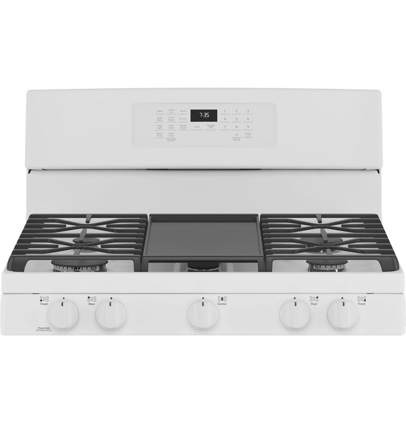 GE White 30" Freestanding Gas Convection Range with Air Fry (5.0 Cu.Ft.) - JCGB735DPWW