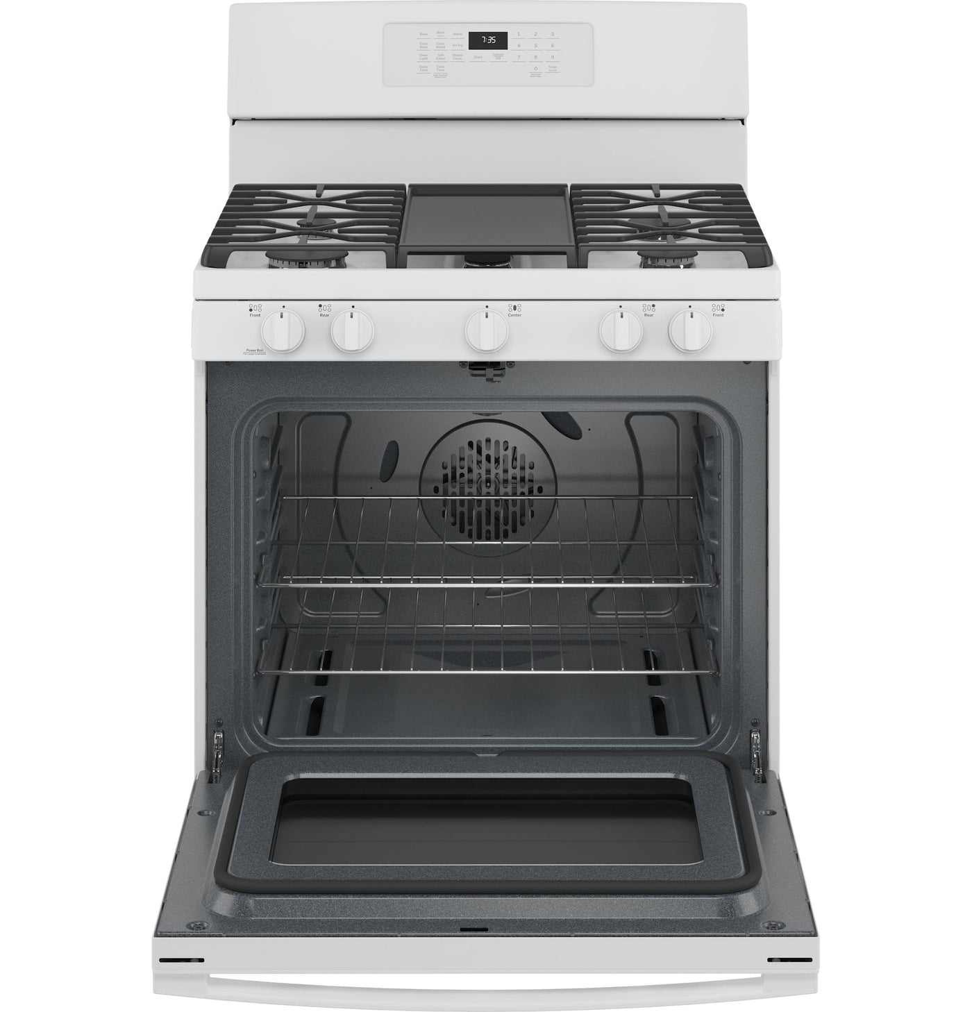 GE White 30" Freestanding Gas Convection Range with Air Fry (5.0 Cu.Ft.) - JCGB735DPWW