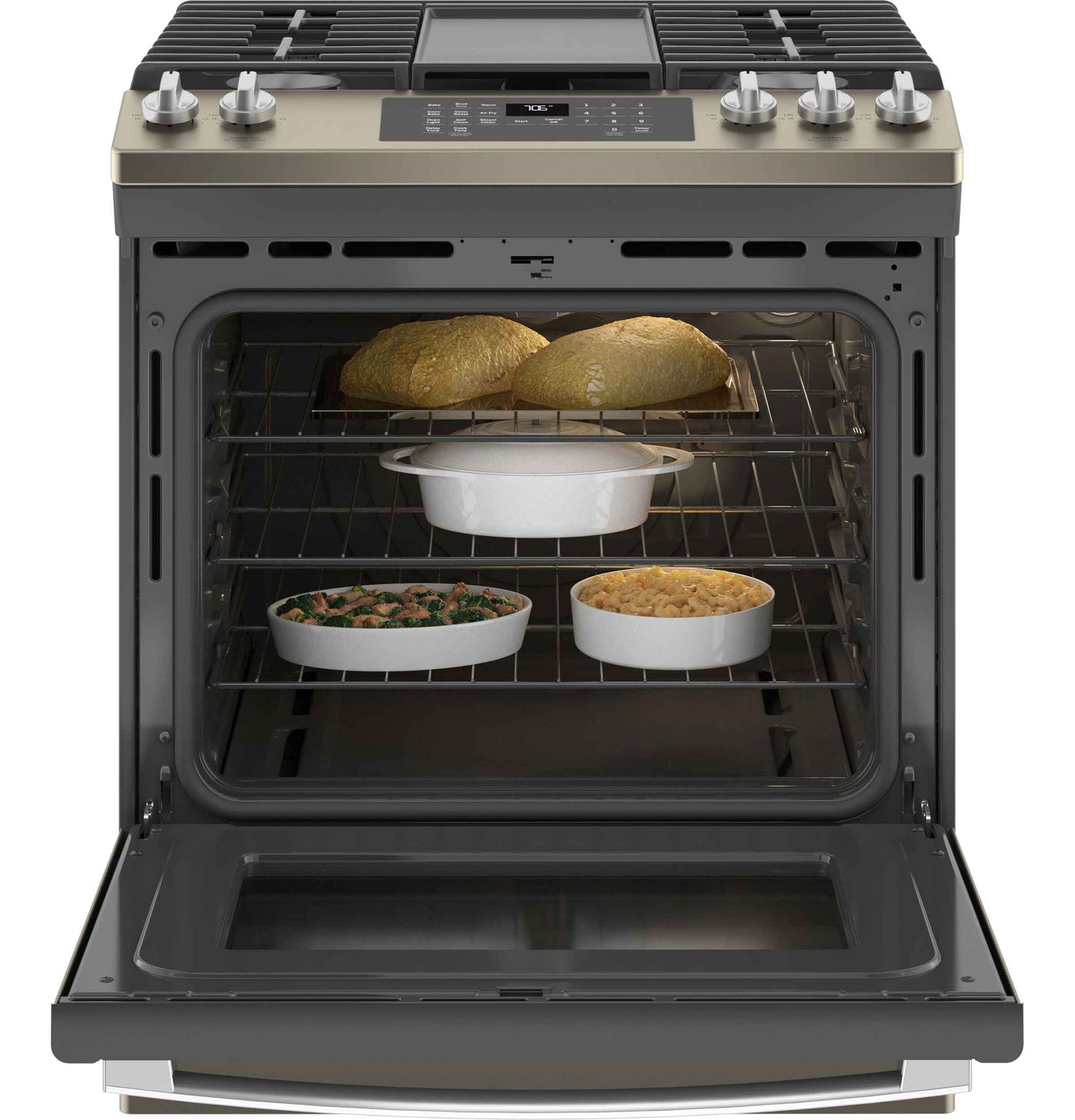 GE Slate 30" Slide-In Gas Convection Range with Air Fry (5.6 Cu. Ft.) - JCGS760EPES