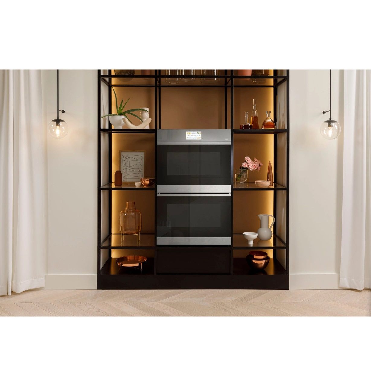 Café Platinum Glass 30in Smart Convection Double Wall Oven (10.0 Cu Ft)- CTD90DM2NS5