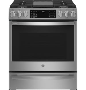 GE Profile Fingerprint Resistant Stainless Steel 30" Smart Slide-In Front-Control Gas Range with Air Fry (5.6 Cu.Ft.) - PCGS930YPFS