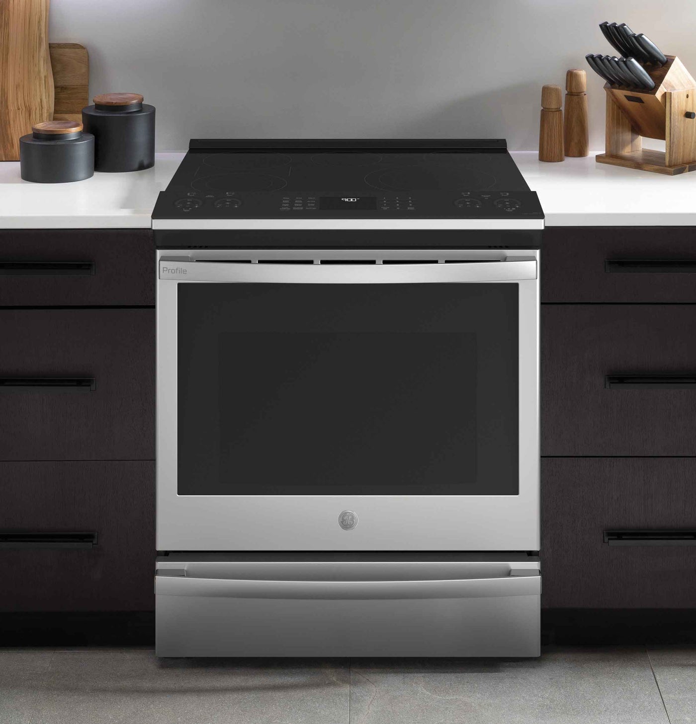 GE Profile Fingerprint Resistant Stainless Steel 30" Slide-In Electric Range with Air Fry (5.3 Cu.Ft) - PSS93YPFS