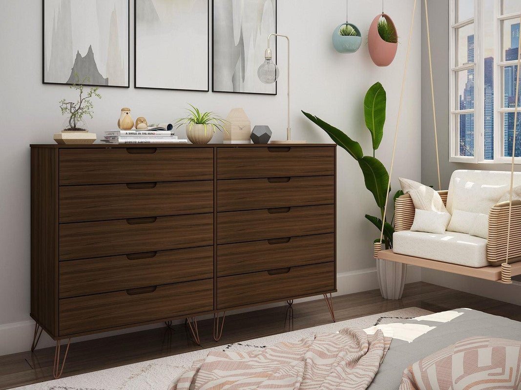 Nuuk 10-Drawer Double Dresser - Brown