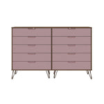 Nuuk 10-Drawer Double Dresser - Nature/Rose Pink