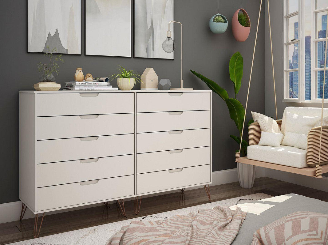 Nuuk 10-Drawer Double Dresser - Off White