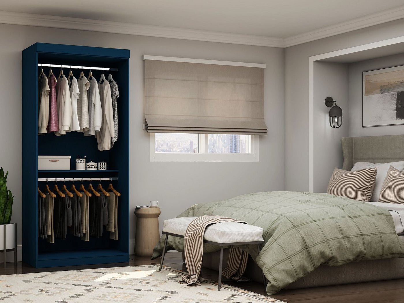 Oulu 36" Open Hanging Wardrobe - Midnight Blue