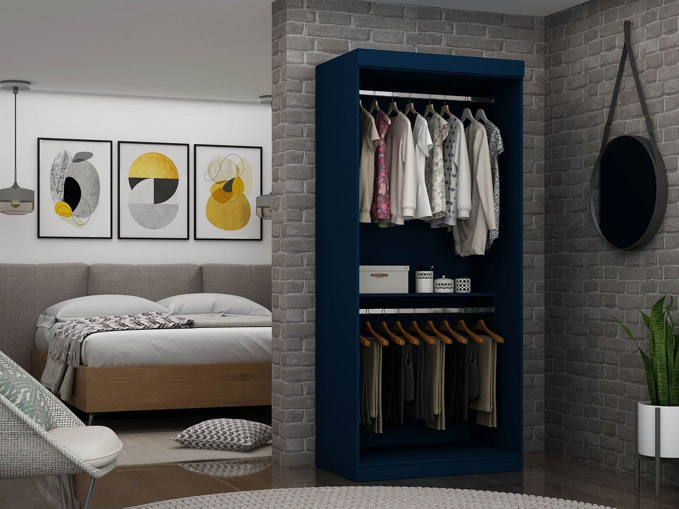 Oulu 36" Open Hanging Wardrobe - Midnight Blue