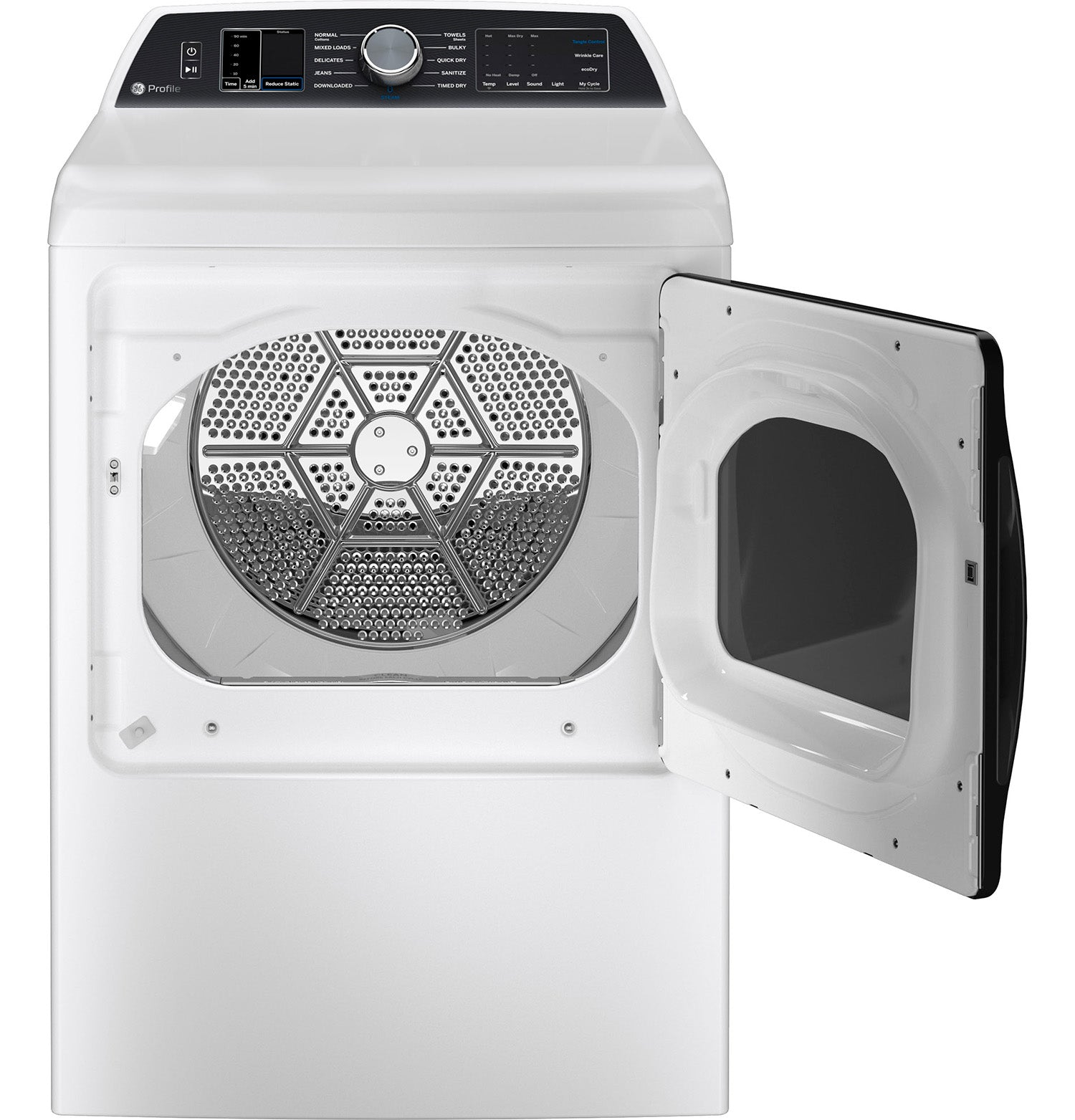 GE Profile White Electric Dryer with Sanitize Cycle (7.4 Cu. Ft) - PTD70EBMTWS