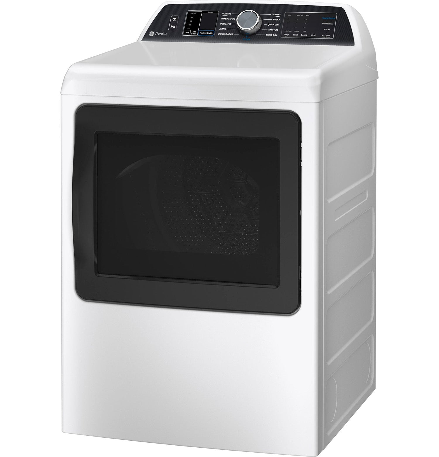 GE Profile White Electric Dryer with Sanitize Cycle (7.4 Cu. Ft) - PTD70EBMTWS