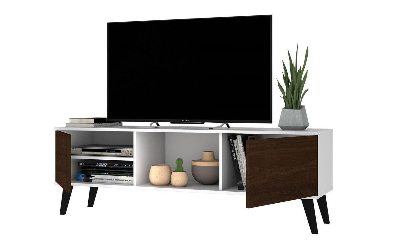 Derbent 53.5" TV Stand - White/Nut Brown