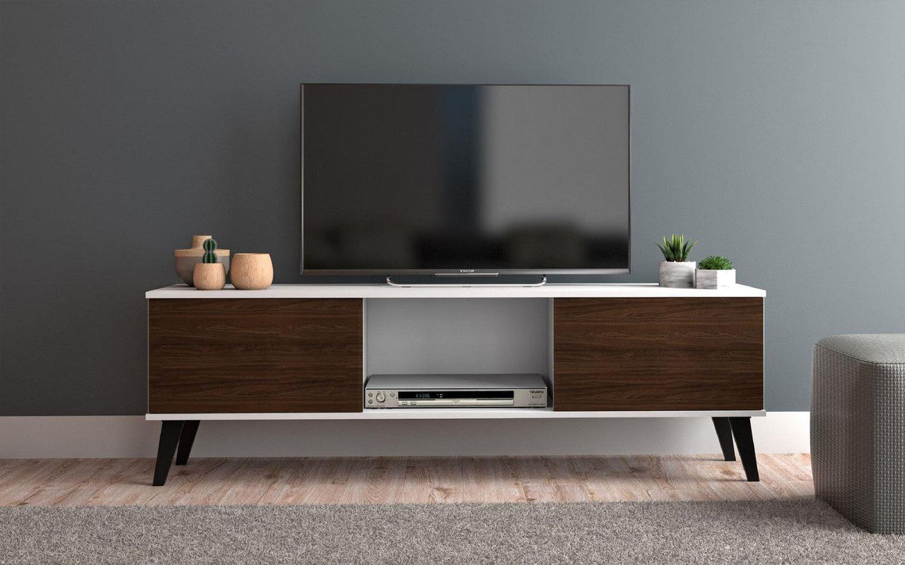 Derbent 53.5" TV Stand - White/Nut Brown
