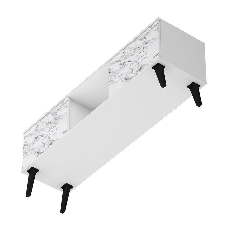 Derbent 53.5" TV Stand - White/Marble Stamp