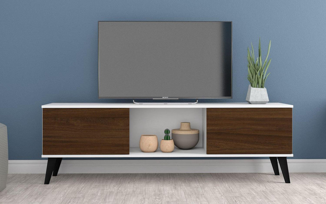Derbent 62.5" TV Stand - White/Nut Brown