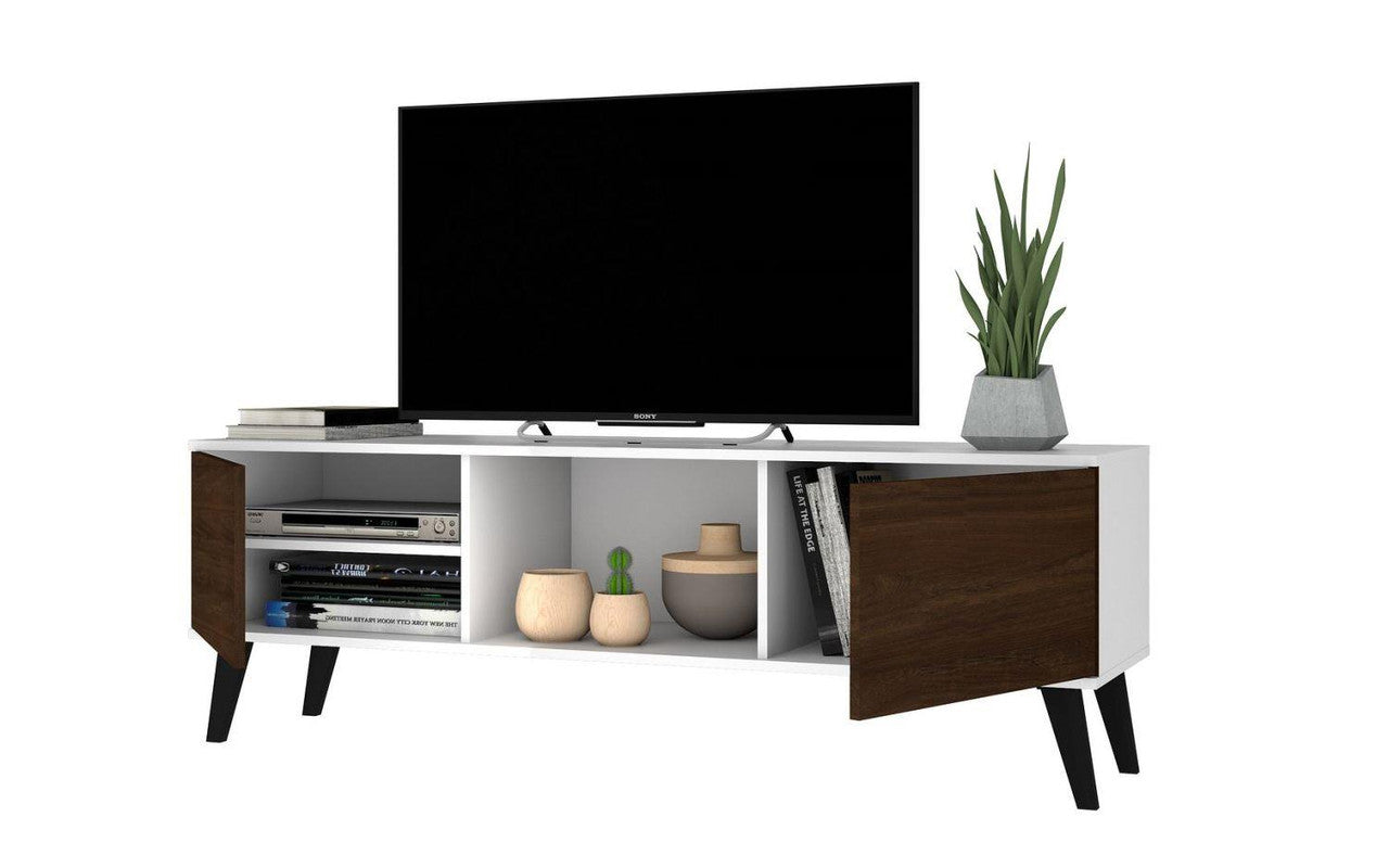 Derbent 62.5" TV Stand - White/Nut Brown