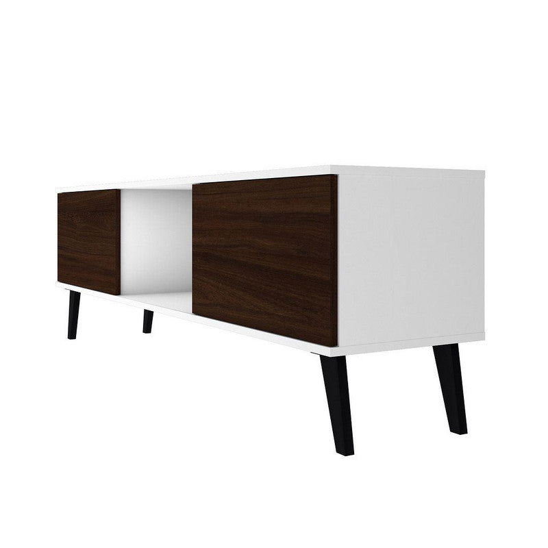Derbent 62.5" TV Stand - White/Nut Brown