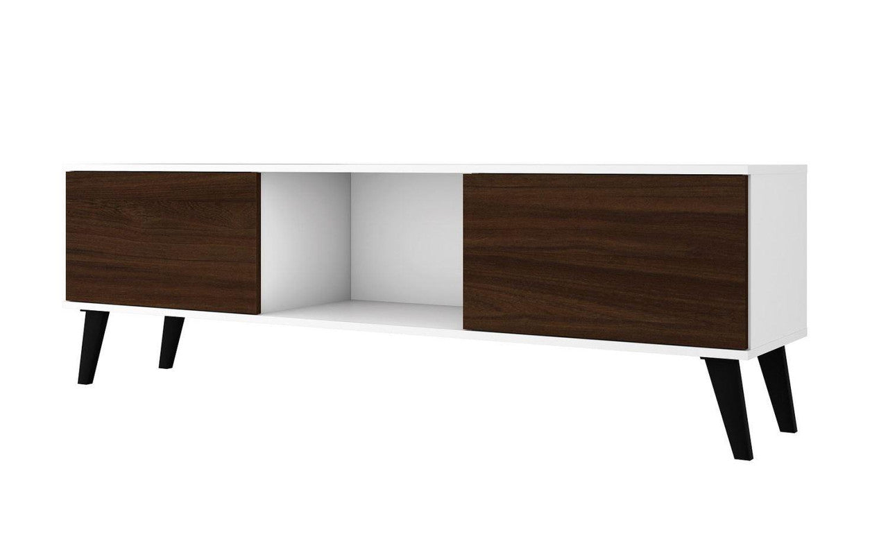 Derbent 62.5" TV Stand - White/Nut Brown