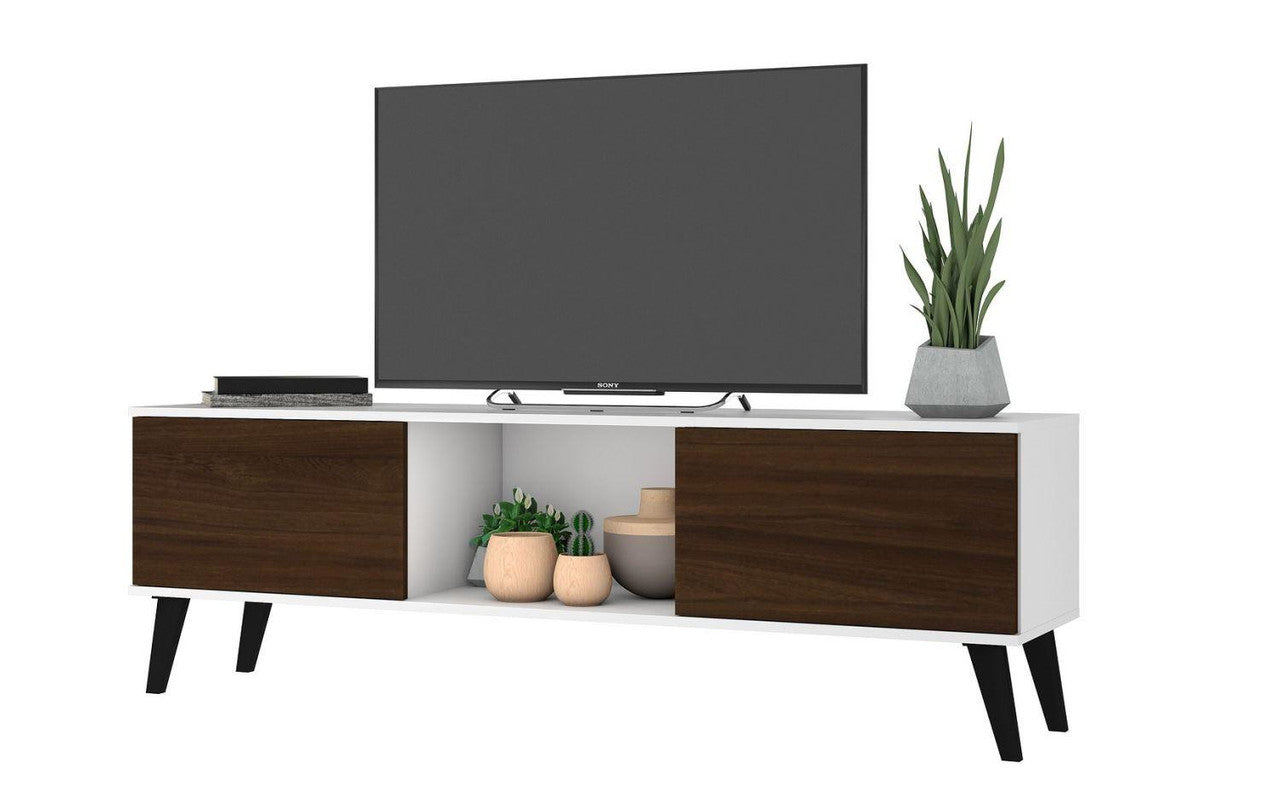 Derbent 62.5" TV Stand - White/Nut Brown