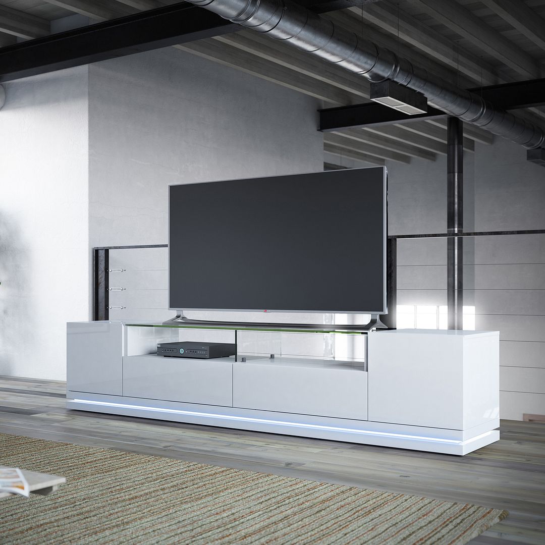 Emmelev 85" TV Stand - White Gloss