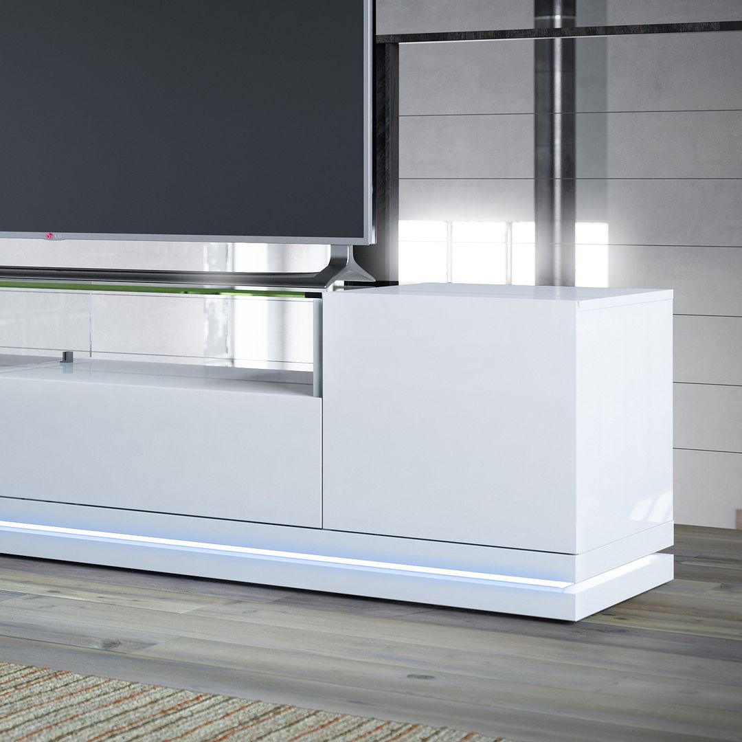 Emmelev 85" TV Stand - White Gloss
