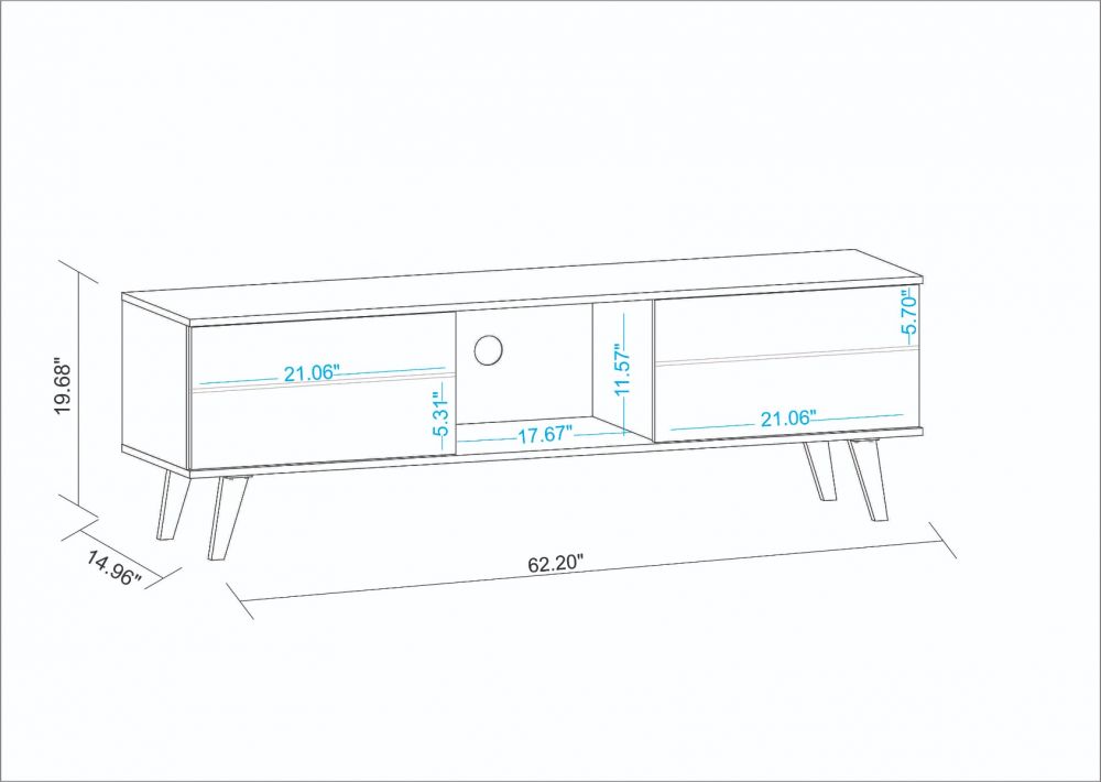 Derbent 62.5" TV Stand - White/Marble Stamp