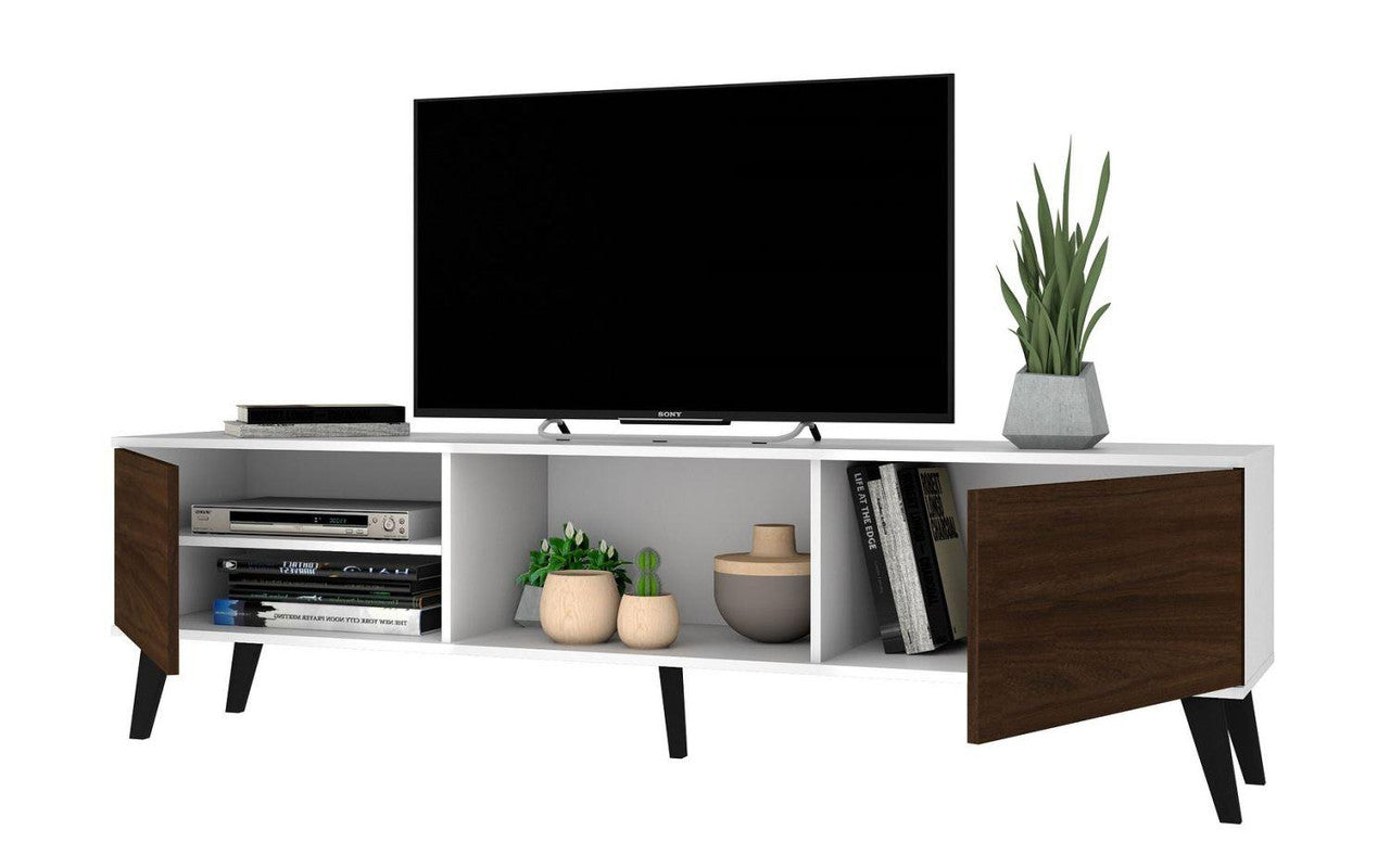 Derbent 71" TV Stand - White/Nut Brown