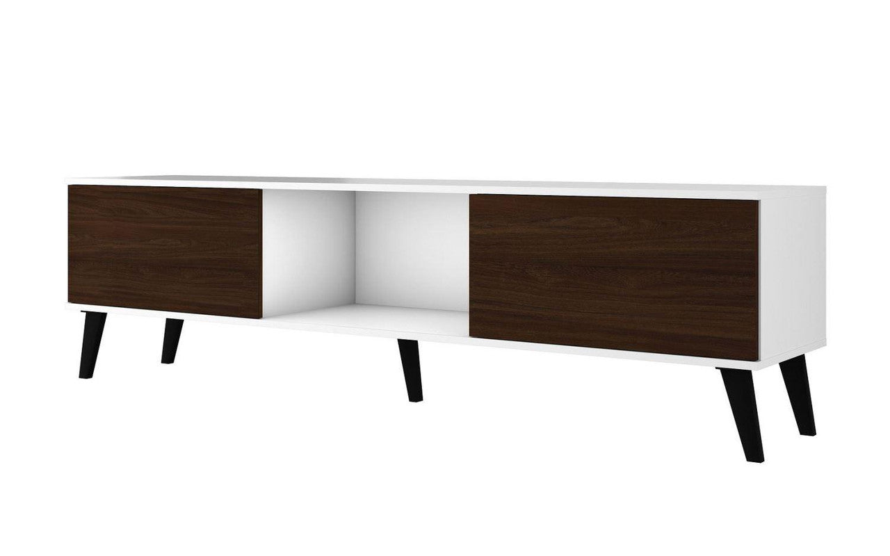 Derbent 71" TV Stand - White/Nut Brown