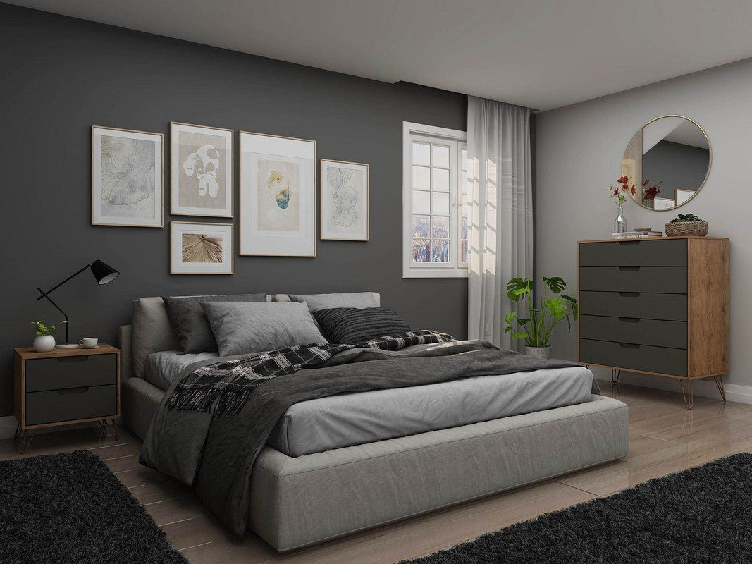 Nuuk 5-Drawer Dresser and Night Table Set - Nature/Textured Grey