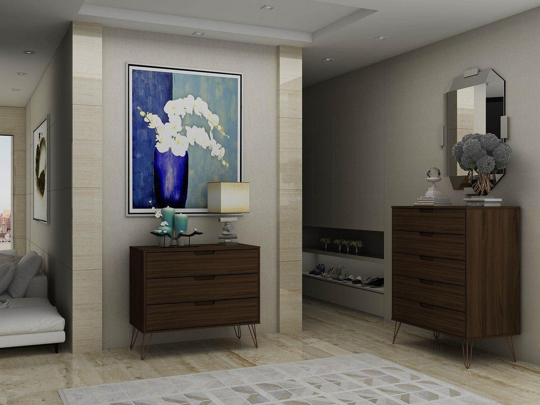 Nuuk 5-Drawer Dresser and 3-Drawer Dresser Set - Brown