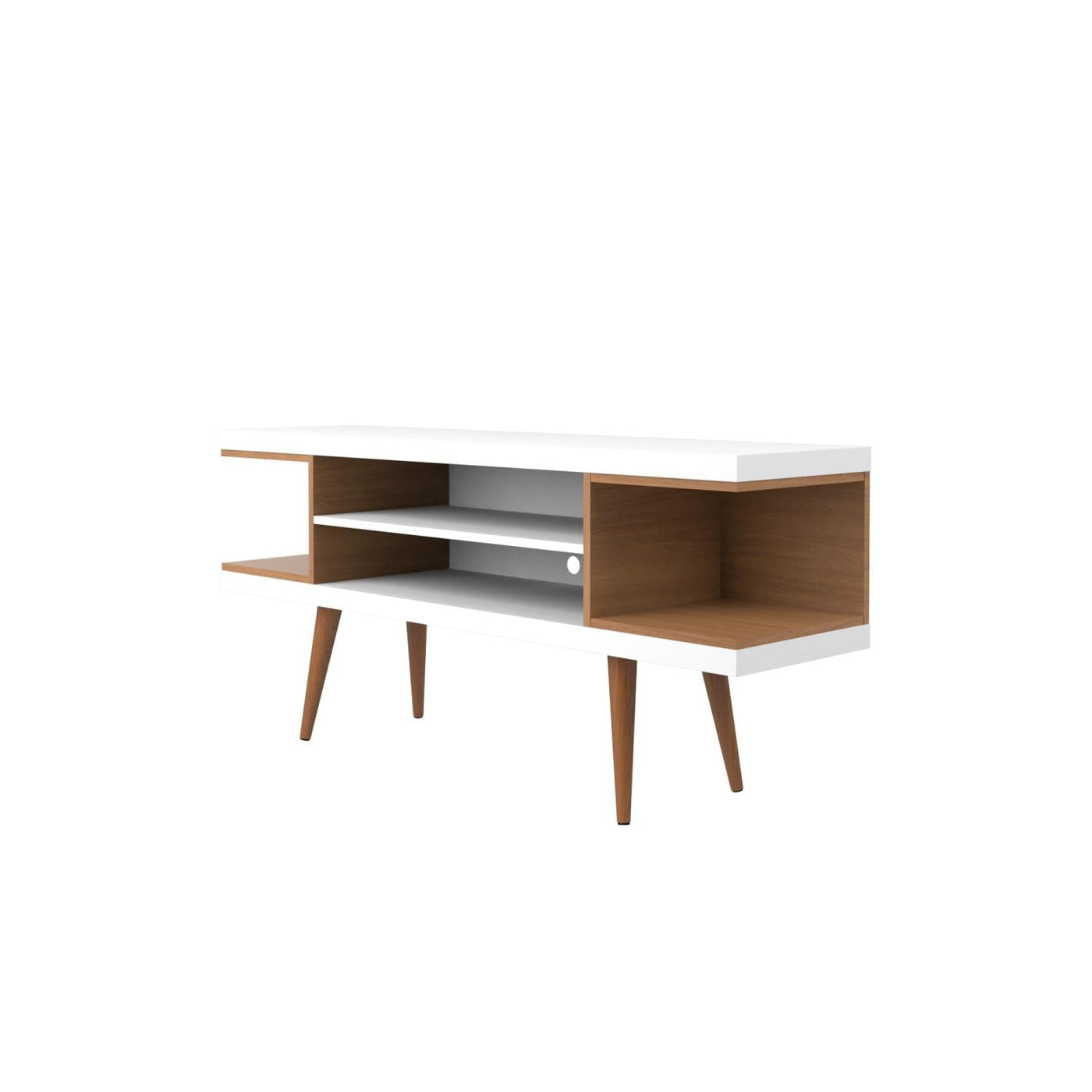 Aketi 53" TV Stand - White Gloss/Maple Cream