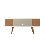 Aketi 53" TV Stand - White Gloss/Maple Cream