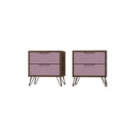Nuuk II Night Table Set of 2 - Nature/Rose Pink