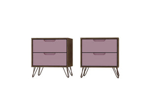 Nuuk II Night Table Set of 2 - Nature/Rose Pink