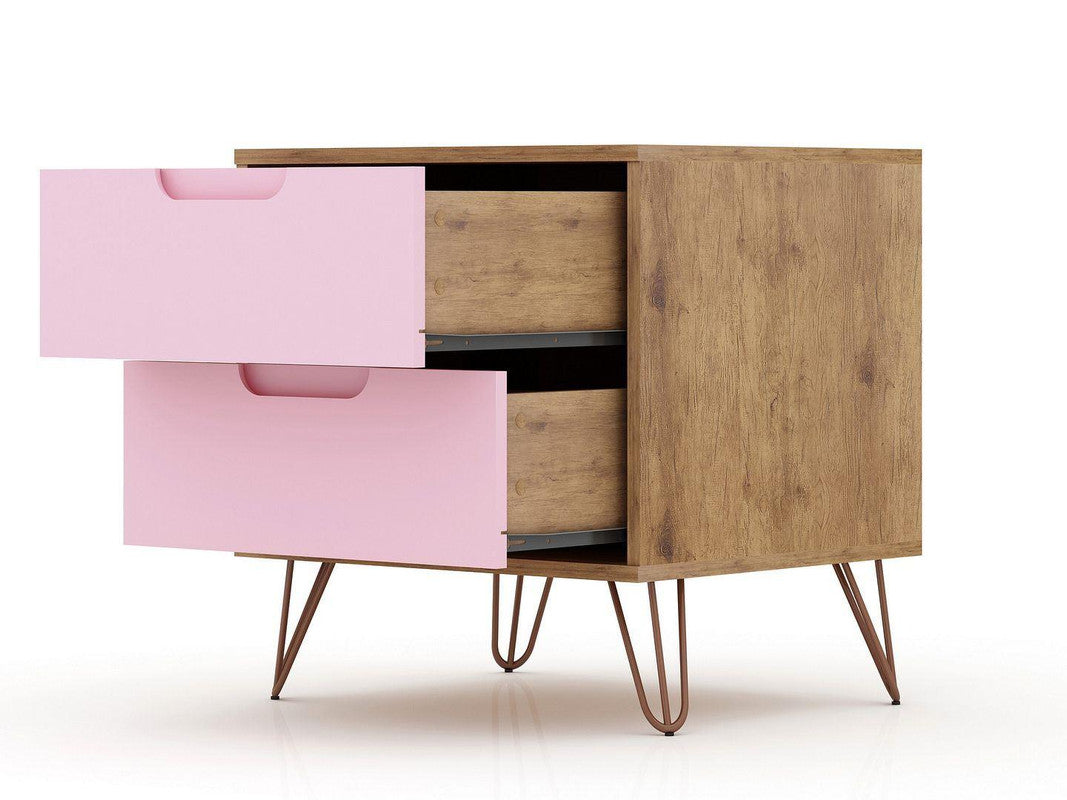 Nuuk II Night Table Set of 2 - Nature/Rose Pink